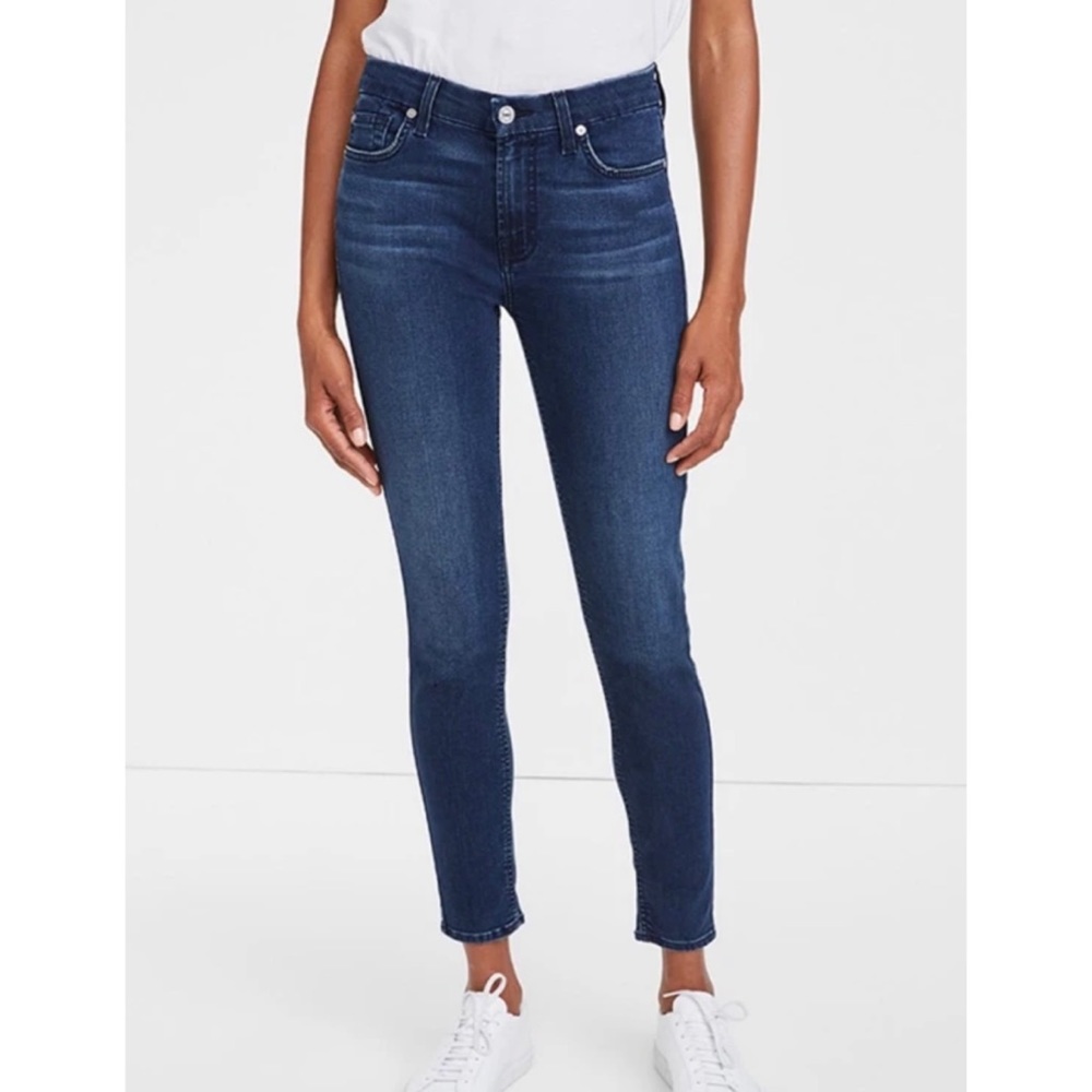 7 for all mankind *NEW* b(air) high waist ankle skinny dark wash size 27